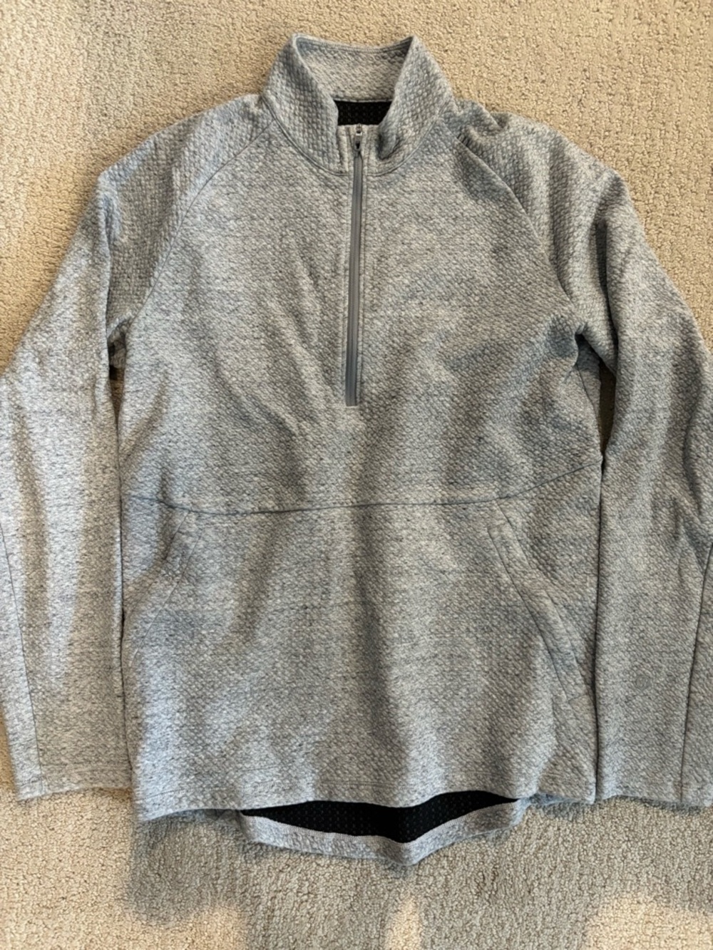 Men's Light Gray Half-Zip Pullover Sweater